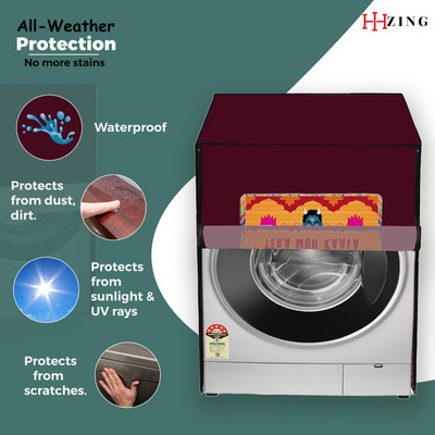 Hizing Front Loading Washing Machine  Cover(Width: 65 cm, Maroon, Orange)