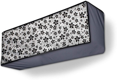 Lala Maneet Air Conditioner  Cover(Width: 33.02 cm, Split Indoor AC Cover Unit for 2 Ton, Grey Black Flower)
