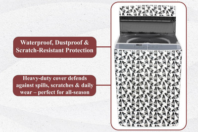 The Furnishing Tree Top Loading Washing Machine  Cover(Width: 57 cm, Top Loading Washing Machine Cover 6.5 KG Floral Pattern White & Grey)