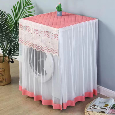 kroywen Front Loading Washing Machine  Cover(Width: 61.51 cm, Pink & White)