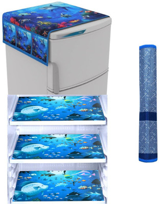 HOMCOV Refrigerator  Cover(Width: 90.04 cm, BLUE)
