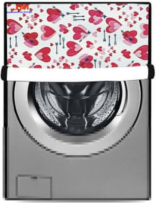 JM Homefurnishings Front Loading Washing Machine  Cover(Width: 63 cm, Pink, White)