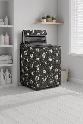 Visutra Top Loading Washing Machine  Cover(Width: 59 cm, Dark Green with White & Blue Floral Print)