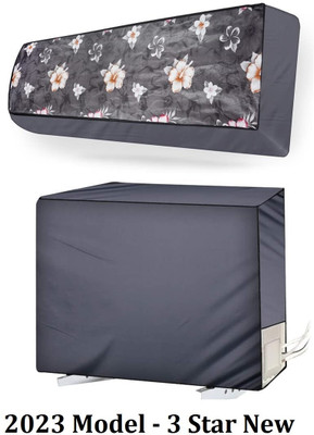 MW PRINTS Air Conditioner  Cover(Width: 111.76 cm, Grey Flower)