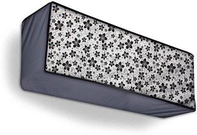 MW PRINTS Air Conditioner  Cover(Width: 114.3 cm, GREY BLACK FLOWER)