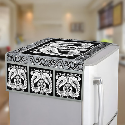 KUBER INDUSTRIES Refrigerator  Cover(Width: 98 cm, Black)