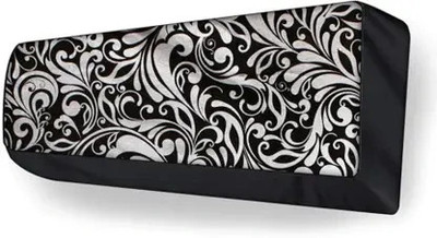 MW PRINTS Air Conditioner  Cover(Width: 114.3 cm, Split AC Cover Indoor Unit for 1.5 Ton, Digital Prints, Black Leaves & Floral)