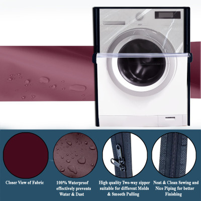 JM Homefurnishings Front Loading Washing Machine  Cover(Width: 62 cm, Maroon)