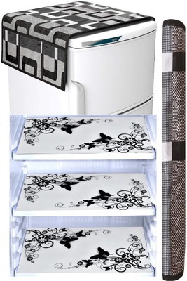 RichBox Refrigerator  Cover(Width: 54 cm, Black, White)