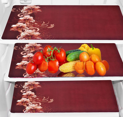 Trendy Rabbit Fridge Mat(Width: 32 cm, Blue, Orange)