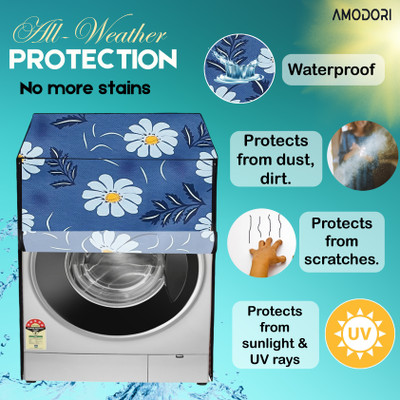 Amodori Front Loading Washing Machine  Cover(Width: 64 cm, Blue, Yellow)
