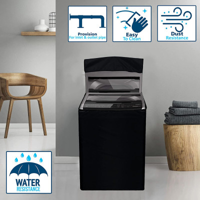 JM Homefurnishings Top Loading Washing Machine  Cover(Width: 99 cm, Black)
