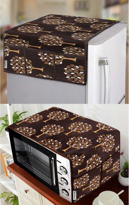 E-Retailer Refrigerator  Cover(Width: 53 cm, Length-99cm) and oven Top Cover With Utility Pockets (Brown, Pack of-2Pcs)