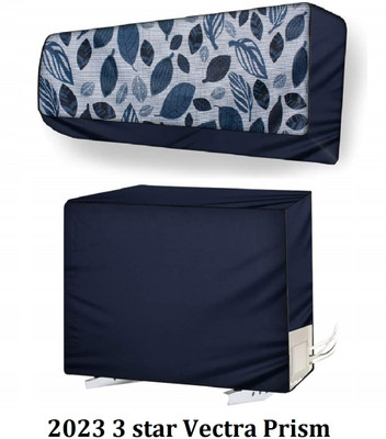 MW PRINTS Air Conditioner  Cover(Width: 111.76 cm, Blue Grey Leaf)