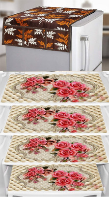 REVEXO Refrigerator  Cover(Width: 58 cm, Brown, Pink)