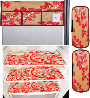 KUBER INDUSTRIES Refrigerator  Cover(Width: 56 cm, Gold & Red)