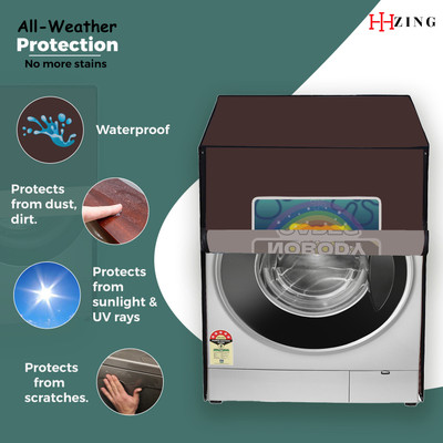 Hizing Front Loading Washing Machine  Cover(Width: 68 cm, Brown, White)