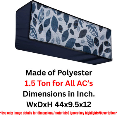 TANMATIC Air Conditioner  Cover(Width: 111 cm, Blue Grey Leaf)