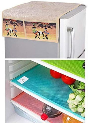 KUBER INDUSTRIES Refrigerator  Cover(Width: 98 cm, Cream)