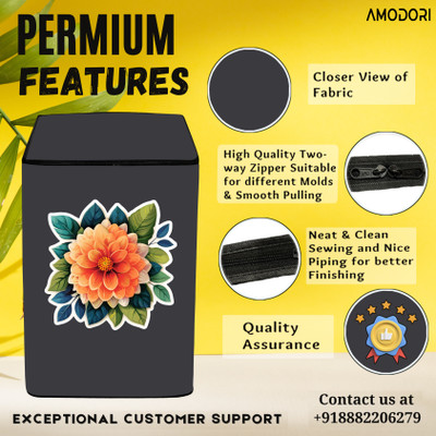 Amodori Top Loading Washing Machine  Cover(Width: 55 cm, Grey, Orange)
