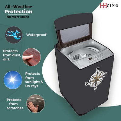 Hizing Top Loading Washing Machine  Cover(Width: 70 cm, Grey, Silver)