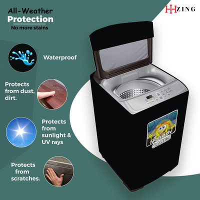 Hizing Top Loading Washing Machine  Cover(Width: 68 cm, Black, White)