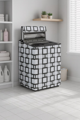Visutra Top Loading Washing Machine  Cover(Width: 57 cm, White with Black Geometric Print)