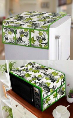 E-Retailer Refrigerator  Cover(Width: 53 cm, Length-99cm) and oven Top Cover With Utility Pockets (Green, Pack of-2Pcs)