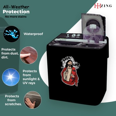 Hizing Semi-Automatic Washing Machine  Cover(Width: 78 cm, Black, Red)