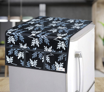Crosmo Refrigerator  Cover(Width: 56 cm, Black, White)