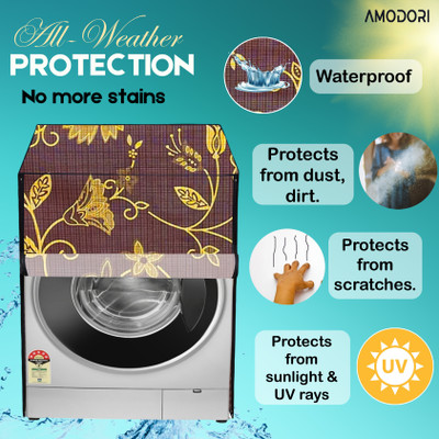 Amodori Front Loading Washing Machine  Cover(Width: 72 cm, Brown, Yellow)