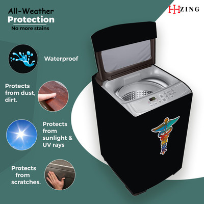 Hizing Top Loading Washing Machine  Cover(Width: 55 cm, Black, Blue)