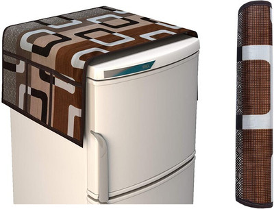 Wishland Refrigerator  Cover(Width: 26 cm, Set of 2 Pcs Combo of Fridge Top Cover with 6 Utility Pockets and Fridge Handle Cover(Color : Multicolor))