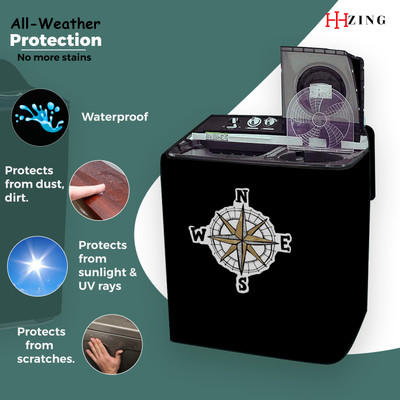 Hizing Semi-Automatic Washing Machine  Cover(Width: 90 cm, Black, Silver)