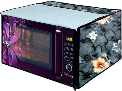 MW PRINTS Microwave Oven  Cover(Width: 54.61 cm, Grey Flower)