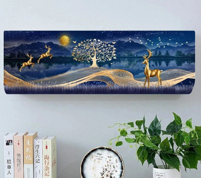 DARSHANAM WORLD Air Conditioner  Cover(Width: 97 cm, Gold, Blue)