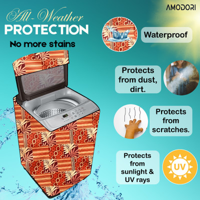 Amodori Top Loading Washing Machine  Cover(Width: 61 cm, Orange, Beige)