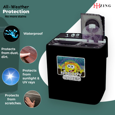 Hizing Semi-Automatic Washing Machine  Cover(Width: 82 cm, Black, White)