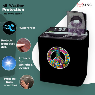 Hizing Semi-Automatic Washing Machine  Cover(Width: 84 cm, Black, Purple)