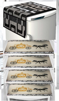 LooMantha Refrigerator  Cover(Width: 55 cm, Black)