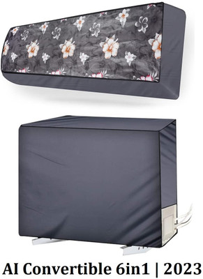 JR Creation Air Conditioner  Cover(Width: 111.76 cm, Grey Flower)