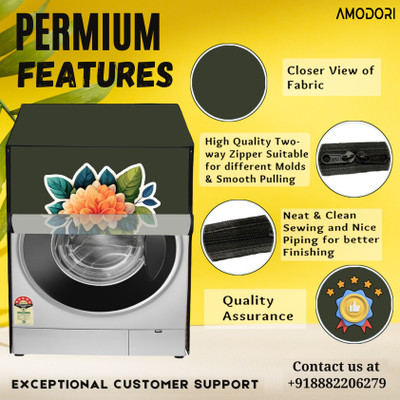 Amodori Front Loading Washing Machine  Cover(Width: 63 cm, Green, Orange)