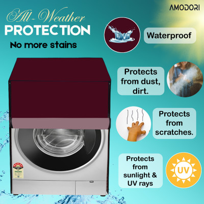 Amodori Front Loading Washing Machine  Cover(Width: 61 cm, Maroon)