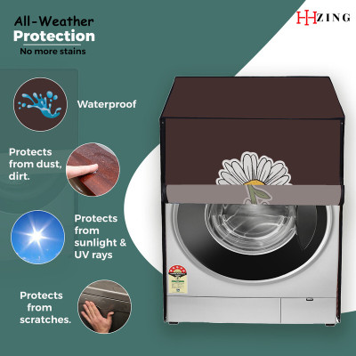 Hizing Front Loading Washing Machine  Cover(Width: 65 cm, Brown, Yellow)