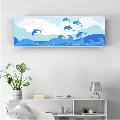 DARSHANAM WORLD Air Conditioner  Cover(Width: 91 cm, WHITE, blue)