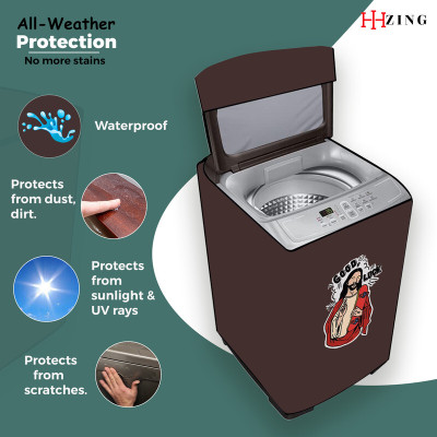 Hizing Top Loading Washing Machine  Cover(Width: 66 cm, Brown, Red)