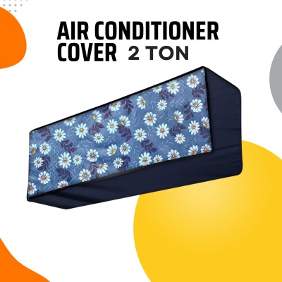 MW PRINTS Air Conditioner  Cover(Width: 114.3 cm, Blue White Flower)