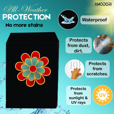Amodori Front Loading Washing Machine  Cover(Width: 67 cm, Black, Red)