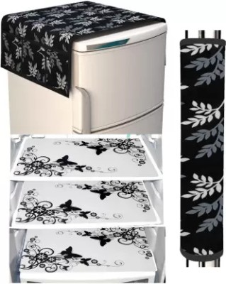 Crosmo Refrigerator  Cover(Width: 64 cm, Black, White-2)