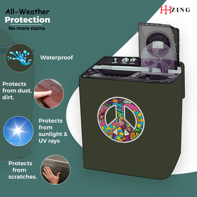 Hizing Semi-Automatic Washing Machine  Cover(Width: 91 cm, Green, Purple)